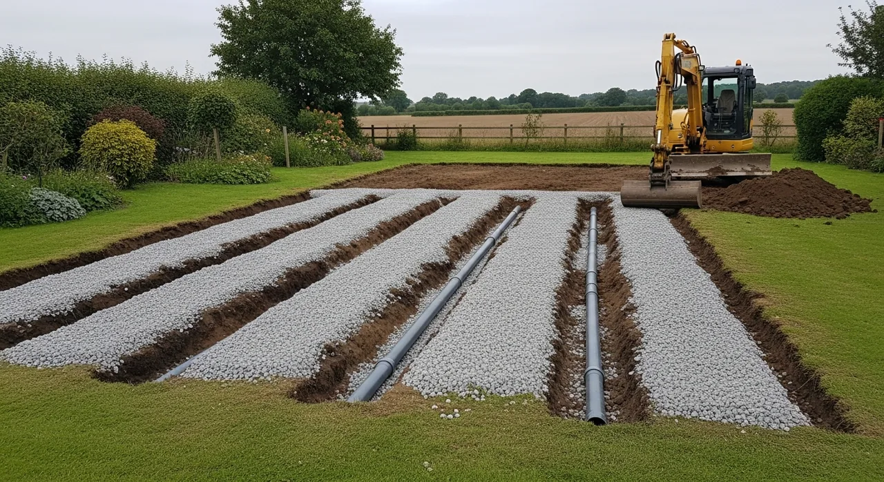 Installation d'un assainissement non collectif à Daix, pose d'une fosse toutes eaux sur sol calcaire